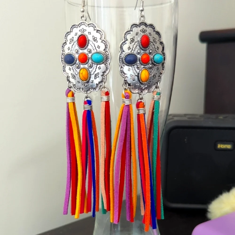 Colorful Western Tassel Earrings